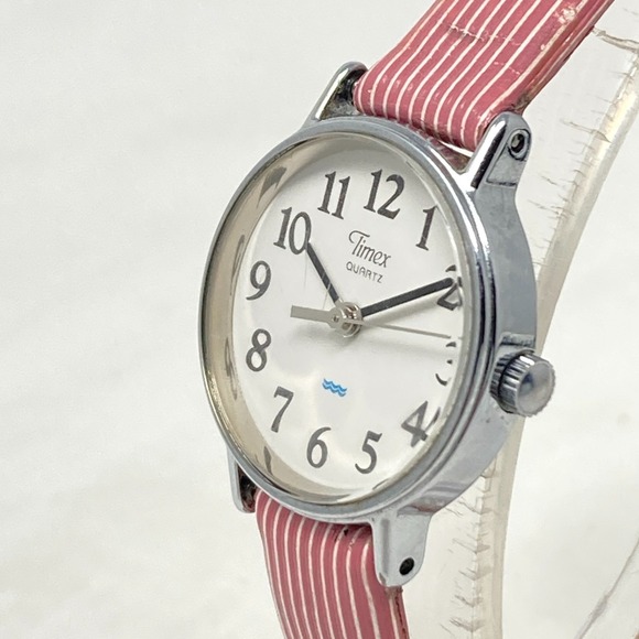 Vtg Timex Easy Reader Watch Women 23mm Silver Tone Pink Band WR New Battery 1994 - Picture 6 of 16